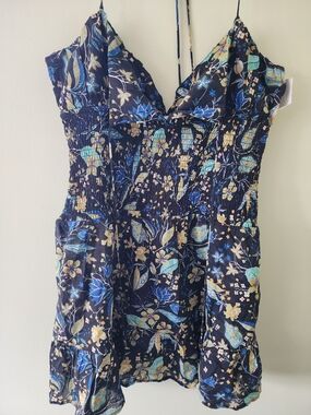 New With Tags Anthropologie Navy Floral Smocked Sundress